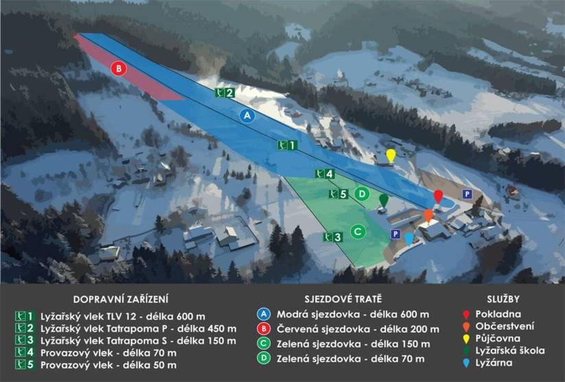 Mapa skiareálu U Sachovy studánky