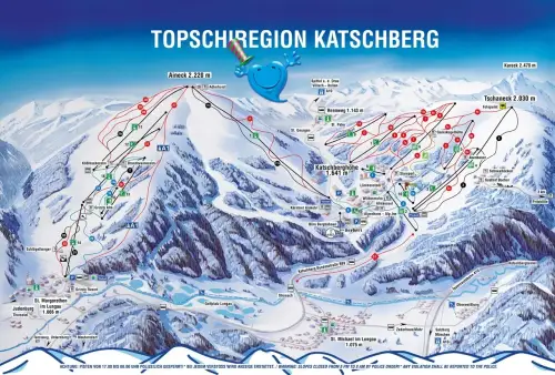 Ski areál Katschberg Rakousko - lyžařská mapa areálu