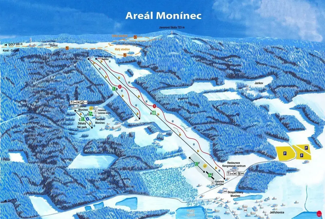 Ski areál Monínec - mapa areálu